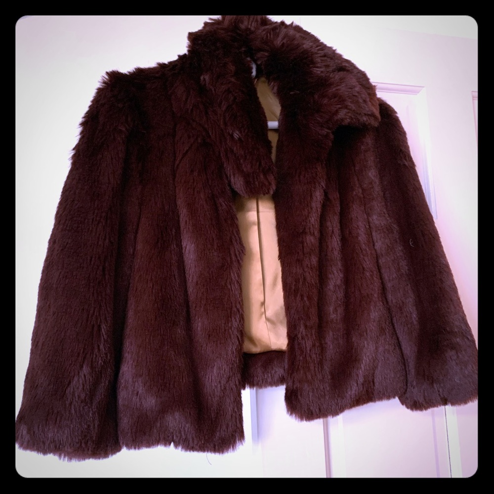 Tina Turk extremely soft faux fur jacket maroon